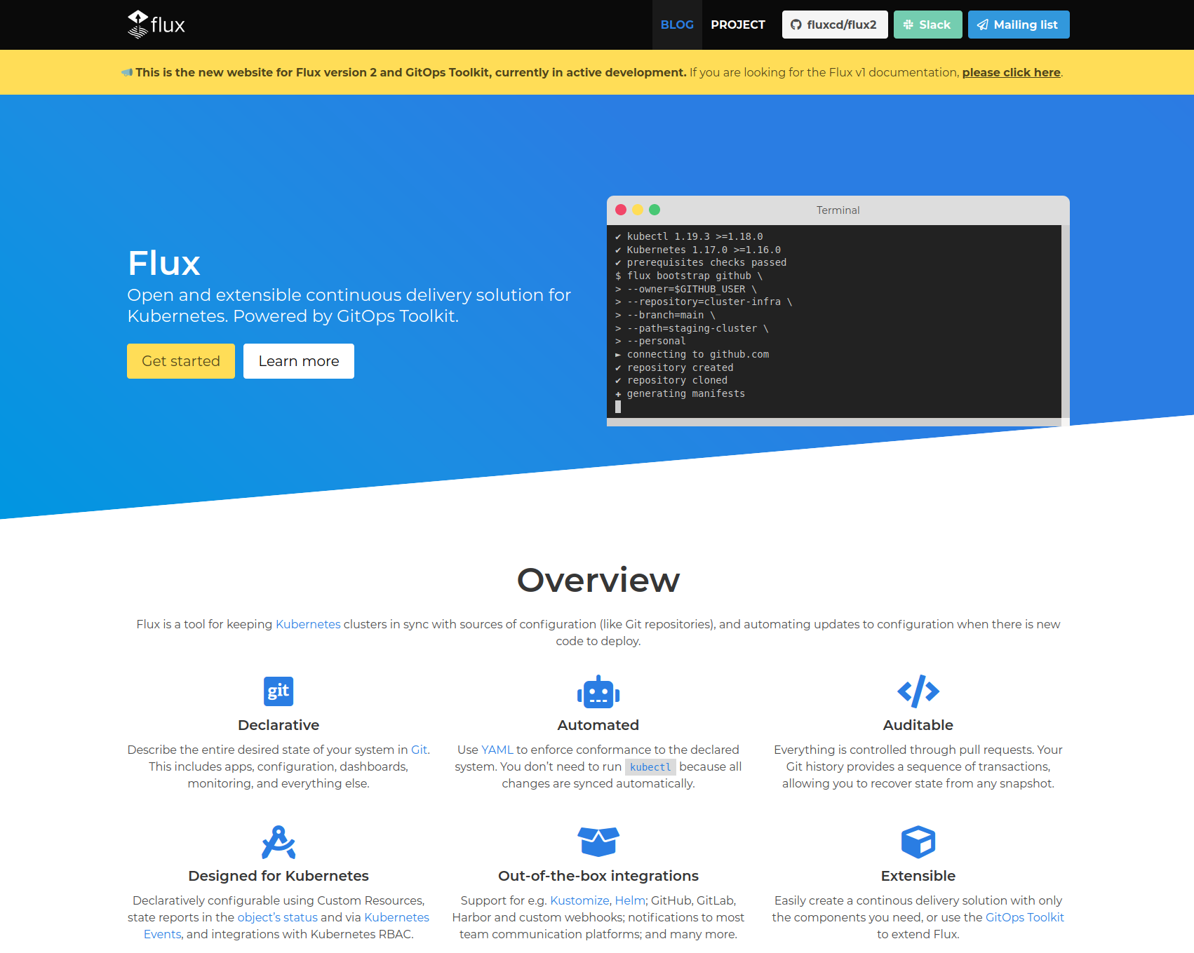 New fluxcd.io homepage